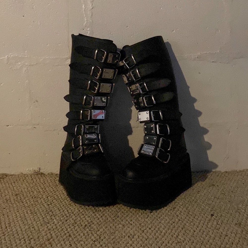 Demonia black platform boots